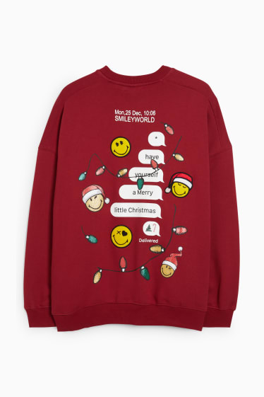 Femmes - Sweat de Noël - SmileyWorld® - rouge foncé
