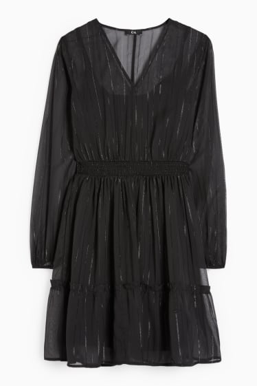 Dámské - Šaty fit & flare s výstřihem ve tvaru V - černá