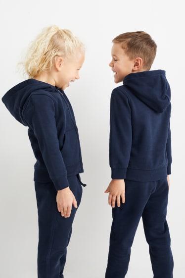 Enfants - Sweat zippé en finition molleton avec capuche - genderneutral - bleu foncé