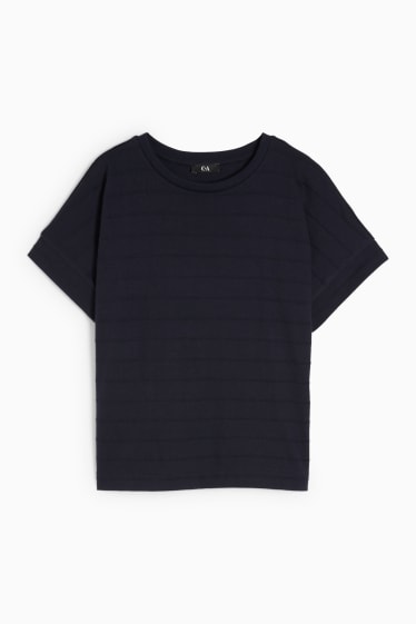 Damen - T-Shirt - gestreift - dunkelblau