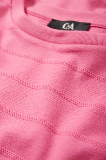 Damen - T-Shirt - gestreift - pink