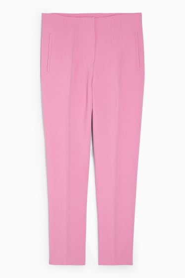 Dámské - Plátěné kalhoty - high waist - tapered fit - růžová