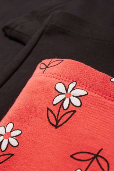 Enfants - Lot de 2 - fleur - leggings doublés de coupe évasée - rouge