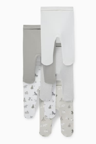 Neonati - Confezione da 5 - animali - pantaloni per neonati - bianco crema