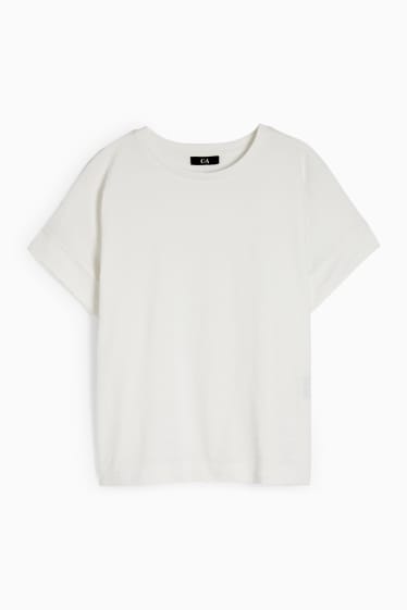 Damen - T-Shirt - gestreift - weiß