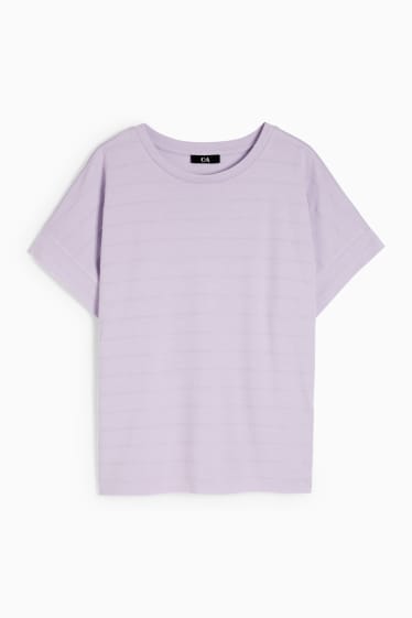 Damen - T-Shirt - gestreift - hellviolett