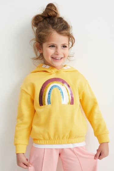 Bambini - Arcobaleno - felpa con cappuccio - effetto brillante - giallo