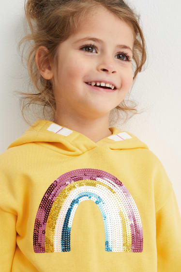 Kinder Mädchen - Regenbogen - Hoodie - Glanz-Effekt - gelb