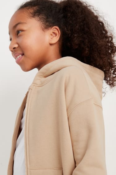 Kinder - Sweatjacke mit Kapuze - beige