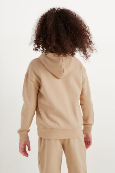 Children Girls - Zip-through sweatshirt with hood - beige