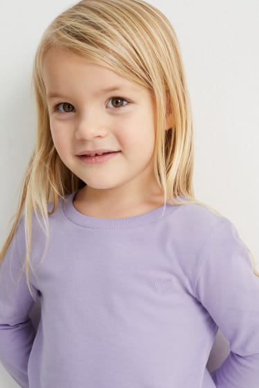 Children Girls - Heart - long sleeve top - light violet