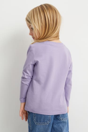 Children Girls - Heart - long sleeve top - light violet