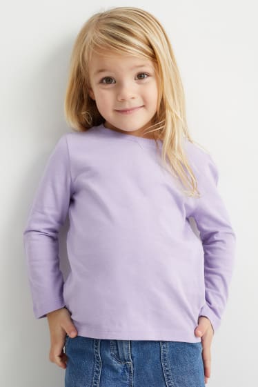 Children Girls - Heart - long sleeve top - light violet