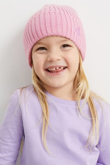 Copii - Fluture - căciulă tricotată - roz