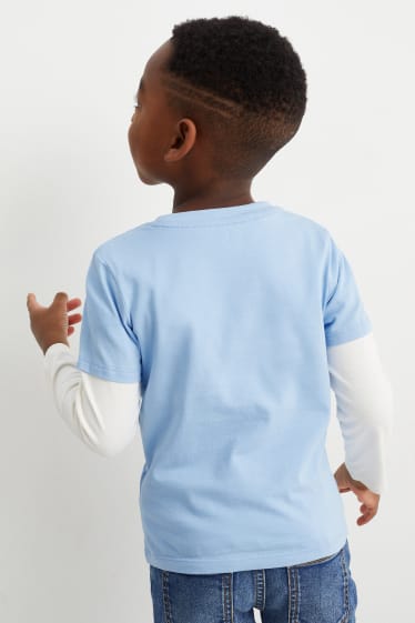 Children - Dinosaur - short sleeve T-shirt - shiny - light blue