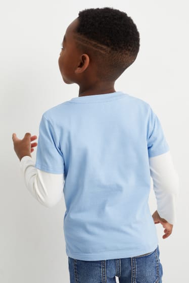 Kinder Jungen - Dino - Kurzarmshirt - Glanz-Effekt - hellblau