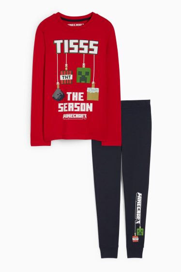 Enfants garçons - Minecraft - pyjama de Noël - 2 pièces - rouge / noir