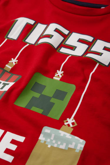 Enfants garçons - Minecraft - pyjama de Noël - 2 pièces - rouge / noir