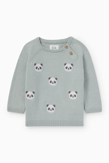 Baby: meisjes - Panda - baby-outfit - 2-delig - mintgroen
