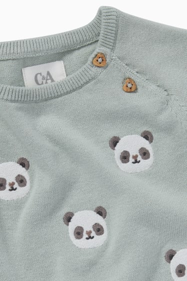Baby: meisjes - Panda - baby-outfit - 2-delig - mintgroen