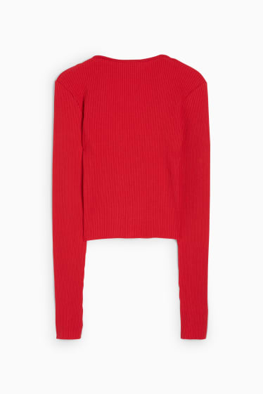 Femmes - Gilet en maille - look 2-en-1 - rouge