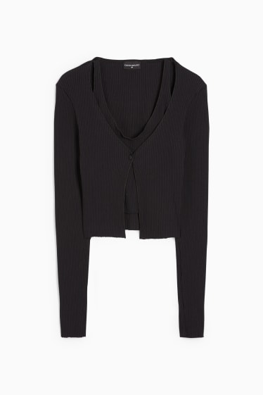 Women - CLOCKHOUSE - Cardigan - 2-in-1 look - black