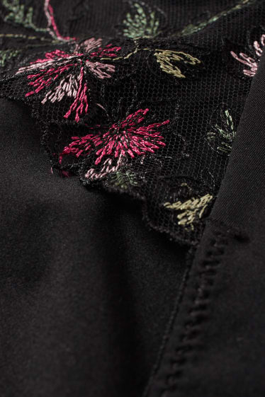 Dámské - Kalhotky - s květinovým vzorem - černá