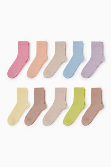 Dames - Set van 10 paar - sokken - roze