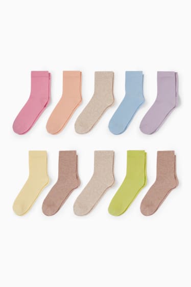 Femmes - Lot de 10 paires - chaussettes - rose