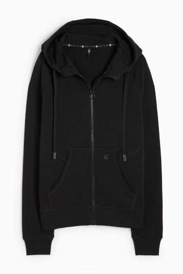 Dámské - Tepláková bunda s kapucí - černá