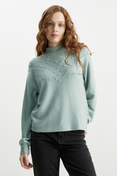 Damen - Sweatshirt - Glanz-Effekt - mintgrün