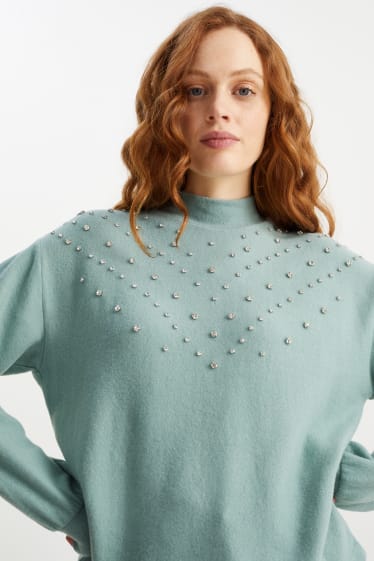 Damen - Sweatshirt - Glanz-Effekt - mintgrün