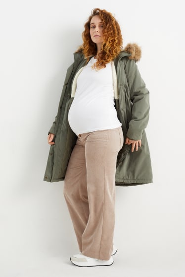 Women - Maternity corduroy trousers - relaxed fit - taupe