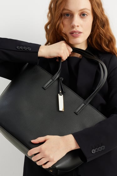 Women - Shopper - faux leather - black