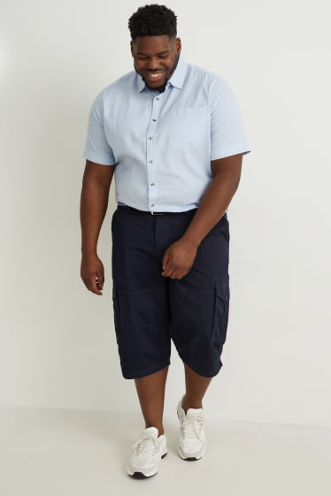Men - Cargo shorts with belt - regular fit - dark blue