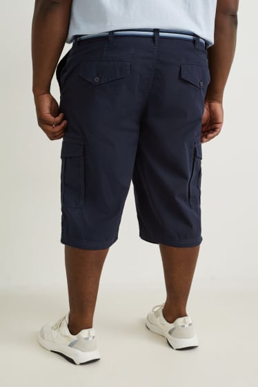 Home - Pantalons curts cargo amb cinturó - regular fit - blau fosc
