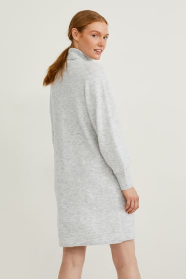 Women - Knitted dress - light gray-melange