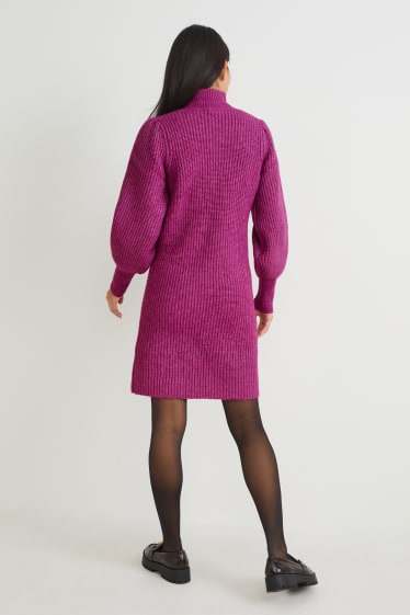 Donna - Vestito in maglia con componente di alpaca - viola melange