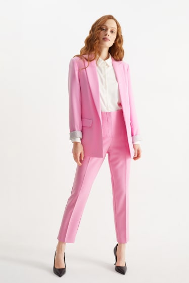 Femei - Pantaloni de stofă - talie înaltă - tapered fit - roz