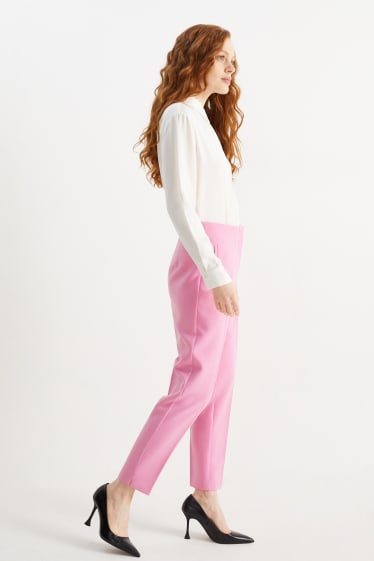 Women - Cloth trousers - high waist - tapered fit - rose