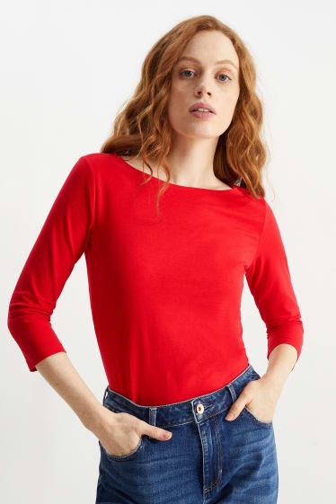 Damen - Langarmshirt - rot