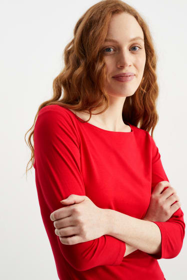 Damen - Langarmshirt - rot