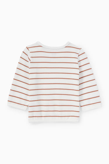 Baby Jungen - Entchen - Baby-Sweatshirt - gestreift - cremeweiss