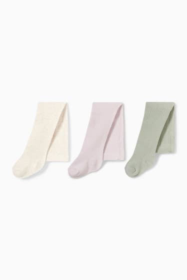 Bébés - Lot de 3 paires - collants pour bébé - violet clair