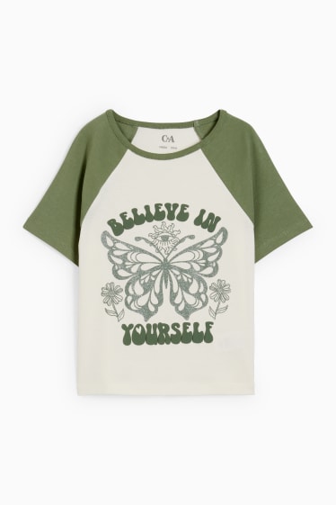 Kinder - Schmetterling - Kurzarmshirt - grün