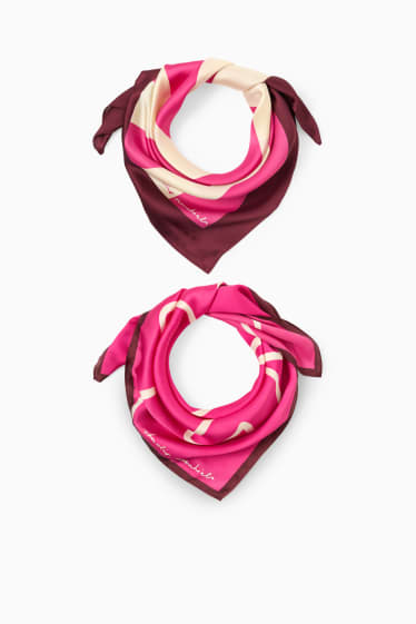 Femmes - Lot de 2 - foulard - à motif - rose