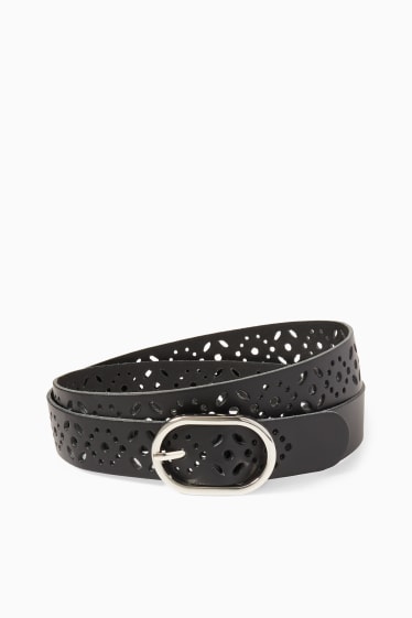 Women - Leather belt - black