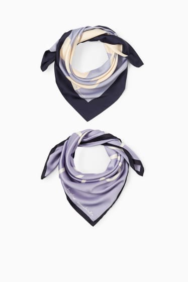 Women - Multipack of 2 - neckerchief - patterned - violet
