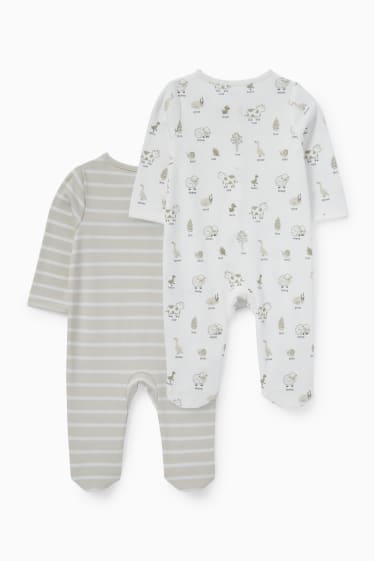 Neonati - Confezione da 2 - animali della fattoria - pigiama per bebè - bianco crema
