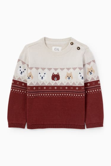Baby Buben - Waldtiere - Baby-Pullover - braun / cremeweiß